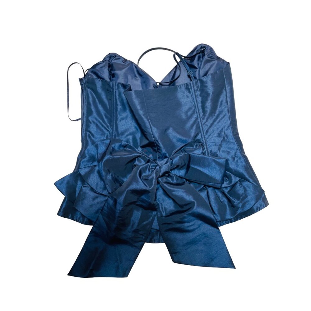 Per Una 36 Size ‎ 8 Navy Corset Top With Bow Detail & Spaghetti Straps